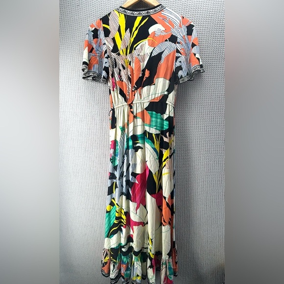 Flying Tomato Anthropologie Tropical Wrap Midi Dress Women Sz Small-Beach Floral - Picture 7 of 10